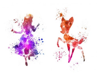 Sets Disney temporary tattoos, Alice and Bambi