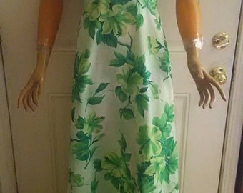 Vintage 1970s Royal Palm Hawaiian Halter Dress Size 6
