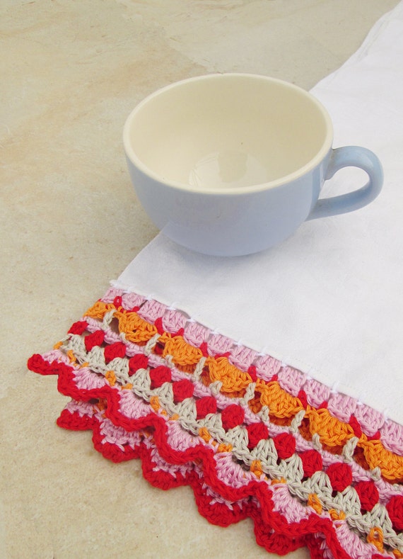 Items similar to Crocheted Tea Towel Edging Pattern Written & Diagram