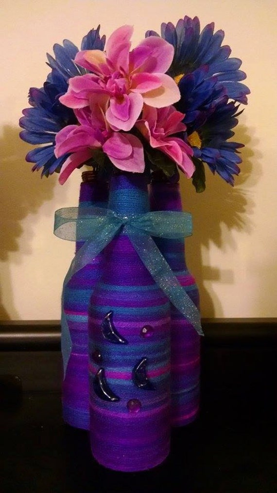 Beer Bottle Vases with Flowers by JenArtsyFartsyCrafts on Etsy