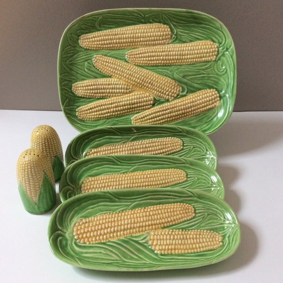 Vintage 1950's Corn on the Cob Platter Three Individual