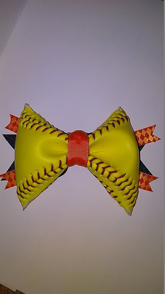 Softball Hair Bow by iheartcraftingstuff on Etsy