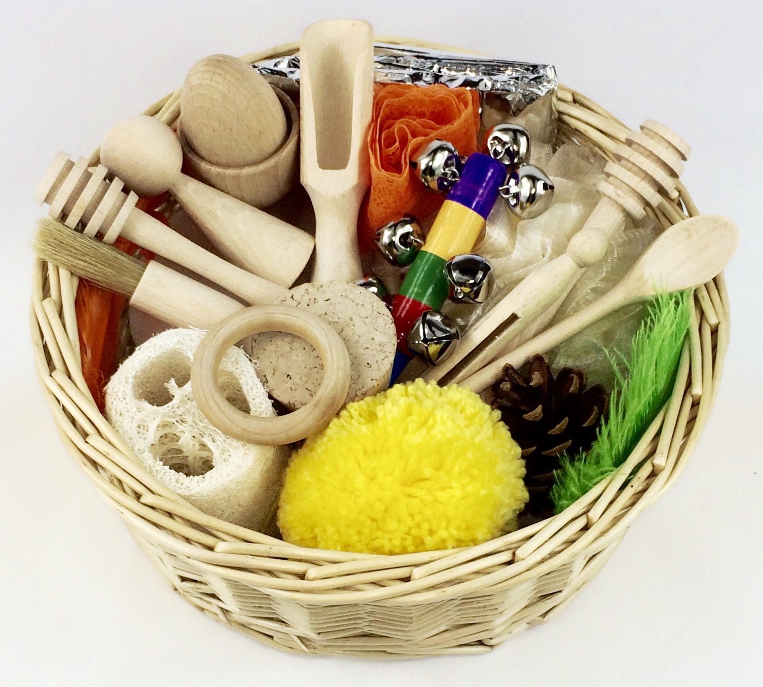 Small Treasure Basket Sensory Educational Wooden Toys