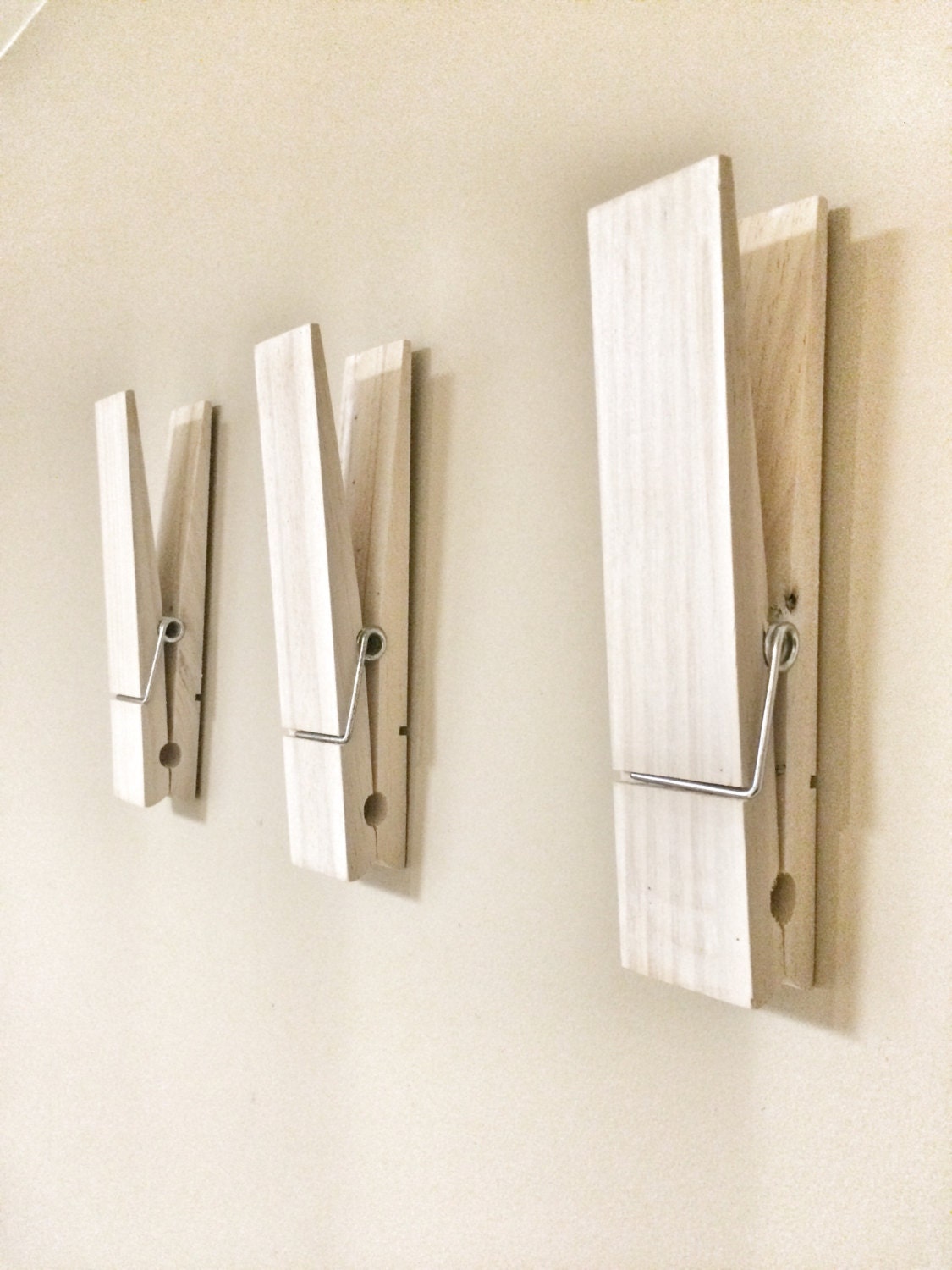 Large Rustic 9 Decorative Clothespin in white washed