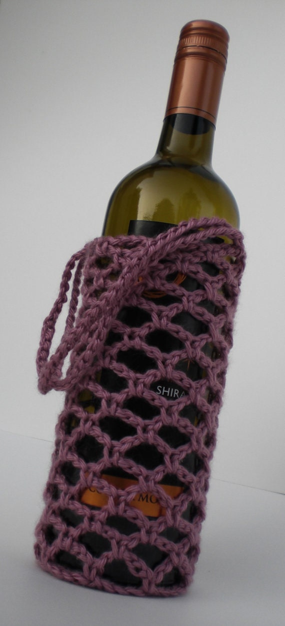 Crochet Wine Bottle Holder
 Crochet Wine Bottle Holder Drunken Mosquito Wine by PebbleAndDime