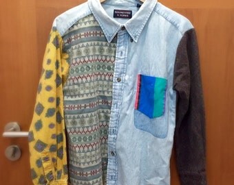 patched denim shirt