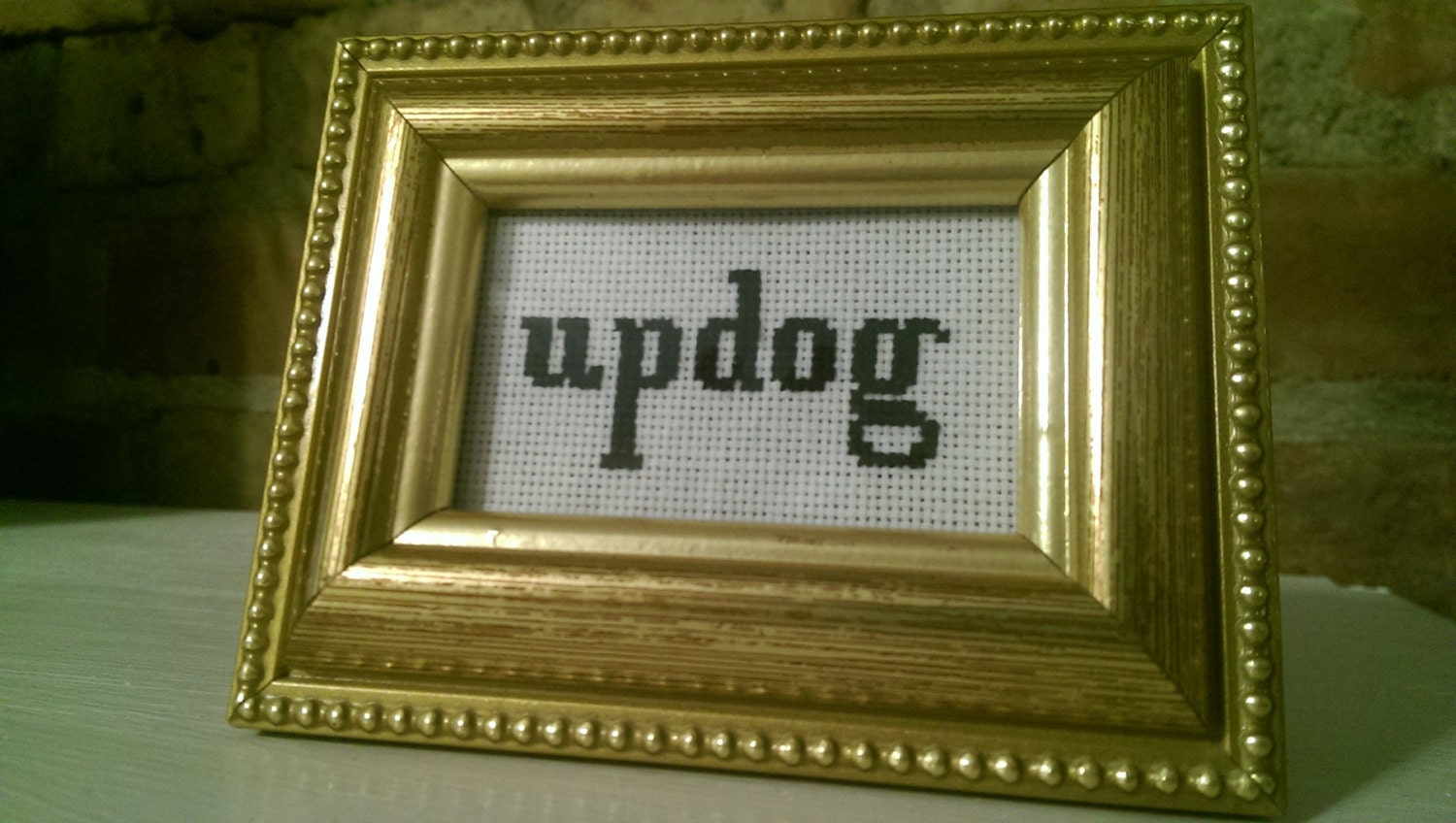 themed frame 2x3 photo framed by funny cross finished Spinstering What's updog Updog