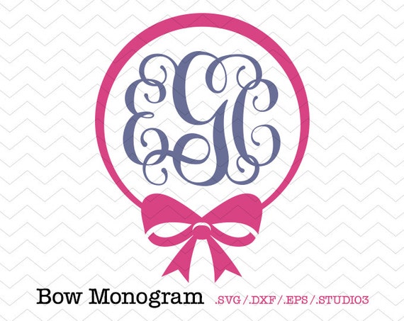 Bow Circle Monogram SVG DXF EPS Studio3 Cut File for