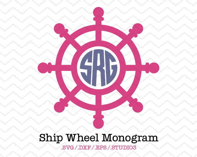 Download Ship Wheel Circle Monogram SVG DXF EPS Studio3 Nautical