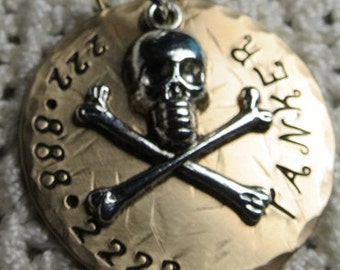 Dog Tag,Dog ID Tag,Pet ID Tag,Pet Tag,Dog Collar Tags,Personalized Pet Tag,Custom Pet Tag,Unique Pet Tags(1.25 Inch Skull/crossbones)