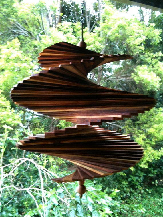 Items similar to Wind spiral spinner (whirlygig) timber twisters wooden handmade wind chime on Etsy