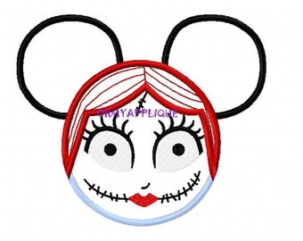 Character Inspired Ears Nightmare Sally Embroidery Applique Design