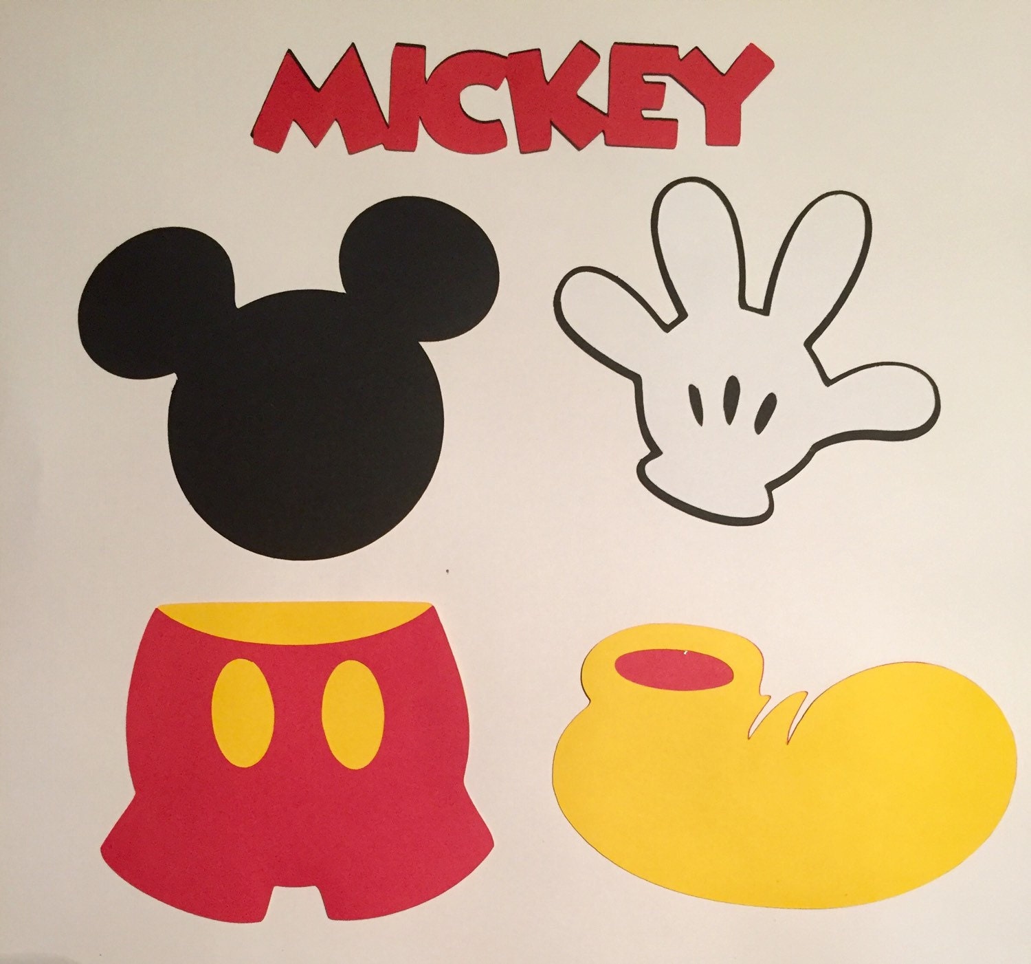 4 Mickey mouse cutouts NOT ASSEMBLED by ThePaperExpressShop