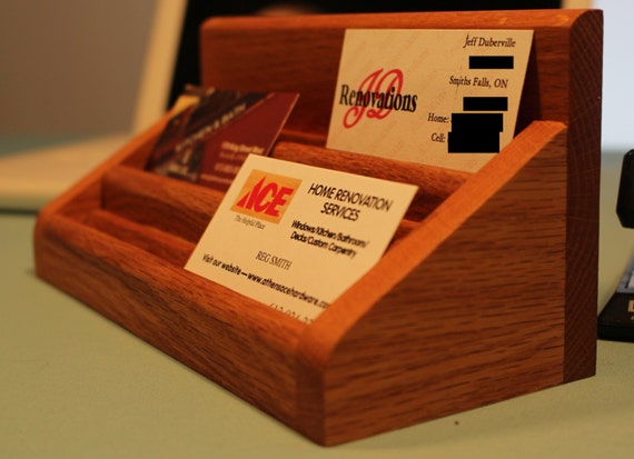 wooden multiple business card holder
