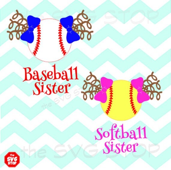Download Baseball softball sister pigtails with curls design SVG and