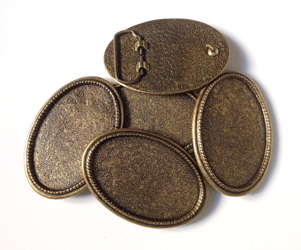 5 Oval Belt Buckle Blanks Antique Brass or Antique by 7WingsStudio