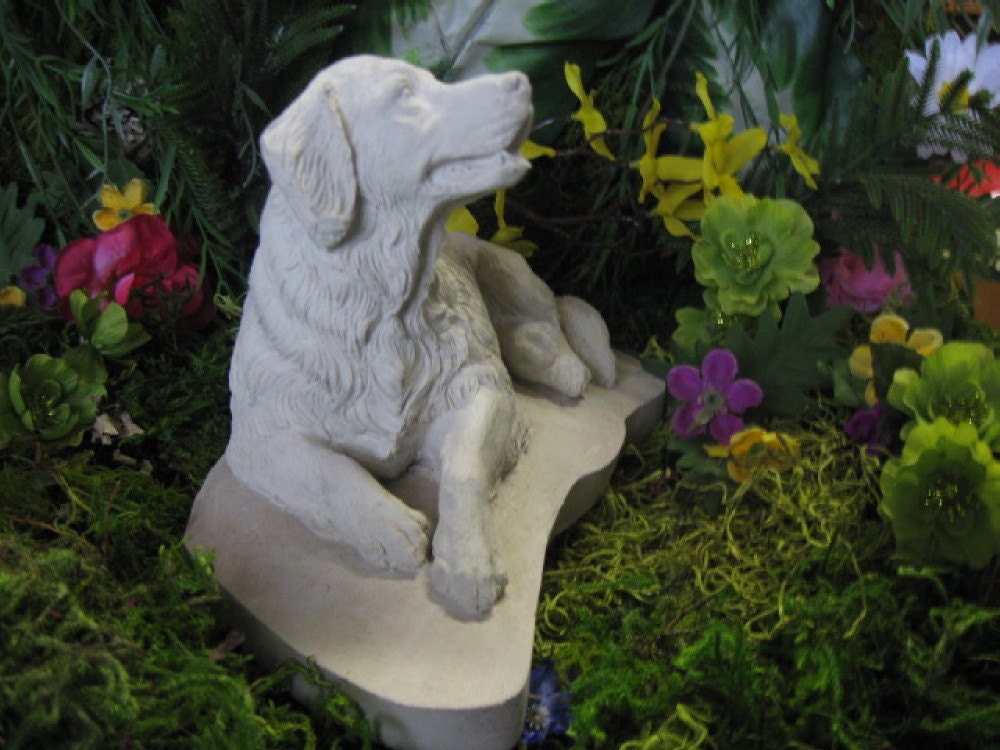 cement golden retriever garden statue