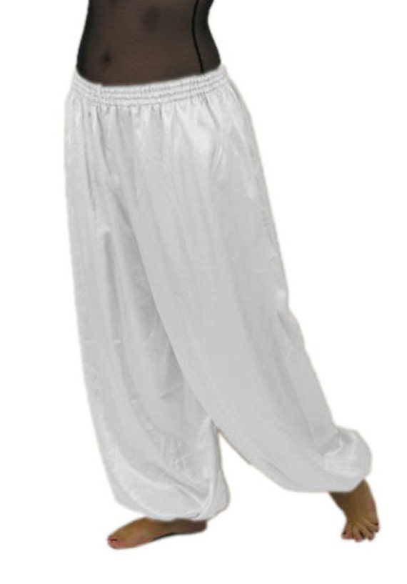 White Satin Harem Pant Yoga Pant Belly Dance by TheBellyDanceShop