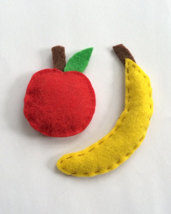 Felt Apple and Banana Catnip Cat Toys Handmade Red by VTcatniptoys
