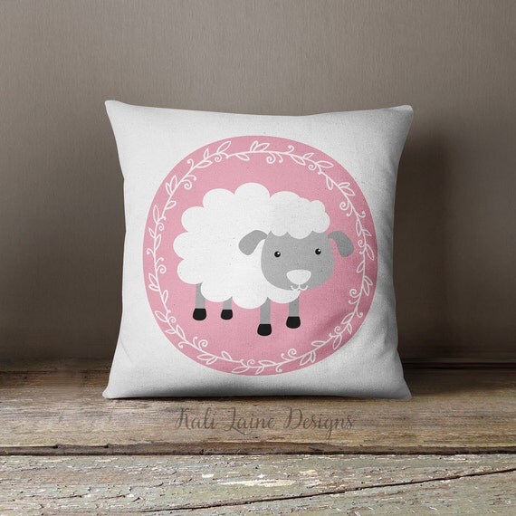 Nursery Sheep Throw Pillow Case w/optional insert/ Home Decor/ Baby