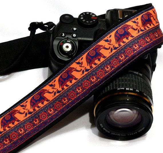 Lucky Elephants Camera Strap. Original Camera Strap.  DSLR Camera Strap. Canon, Nikon Camera Strap. Women Accessories