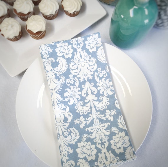 Cloth Napkins Set of Blue and White Fabric Dinner Napkins