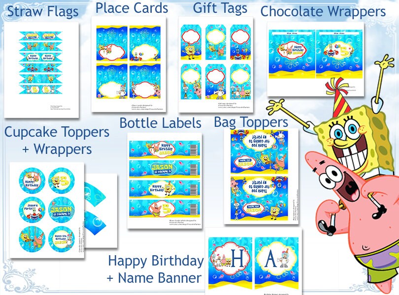 SpongeBob Birthday party pack Printable party package