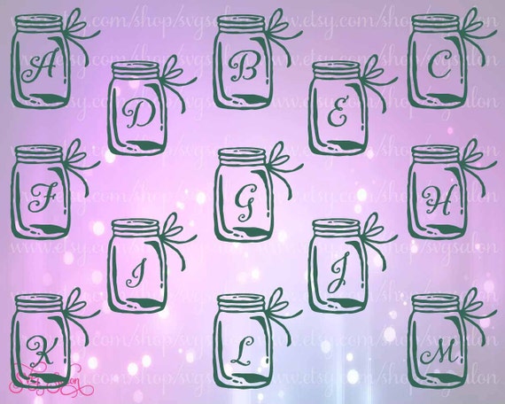 Download Mason Jar Monogram Cutting File Set in Svg Eps Dxf and by ...