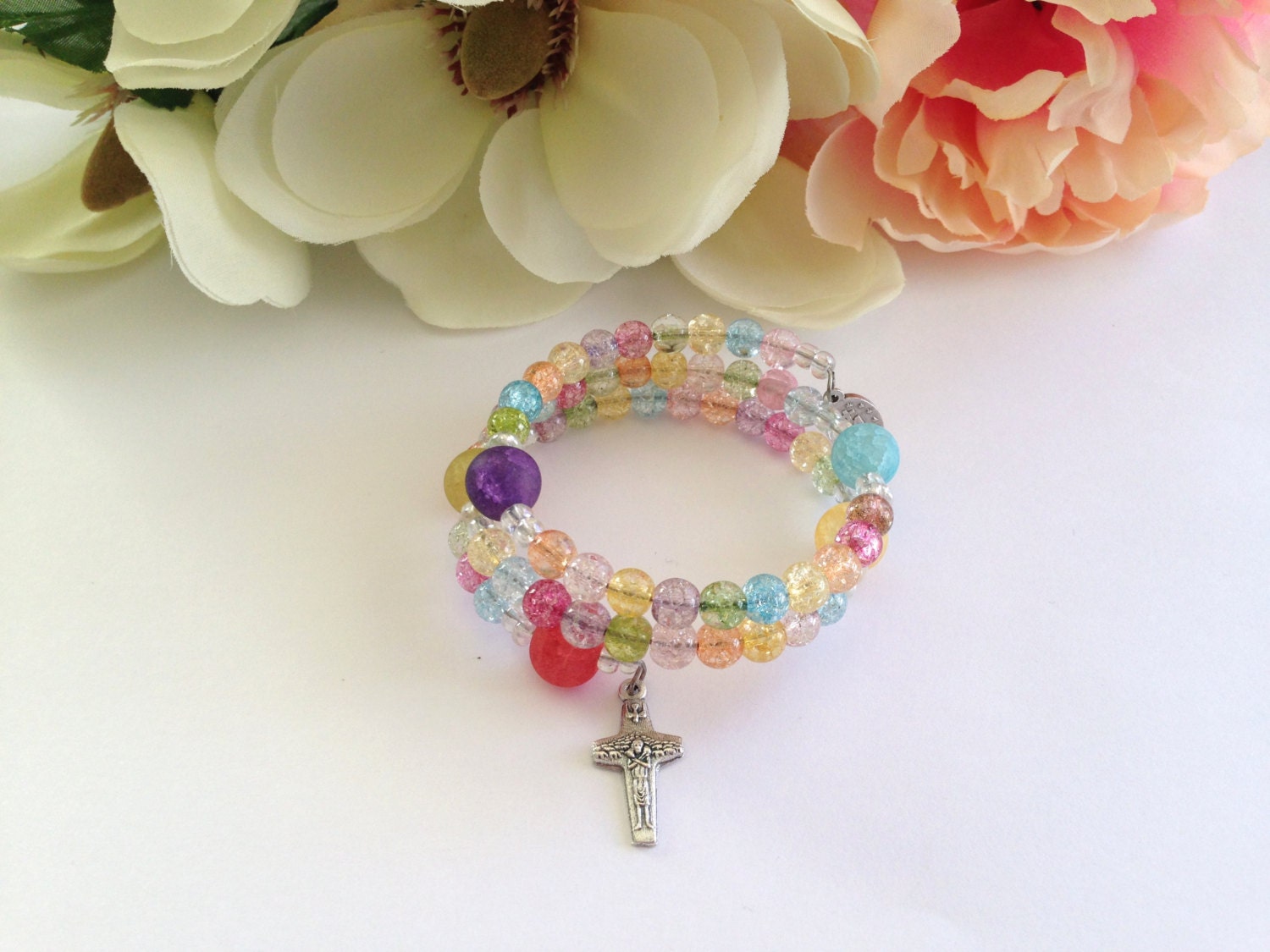 Little Girl's Rainbow Rosary Bracelet Rosary Wrap