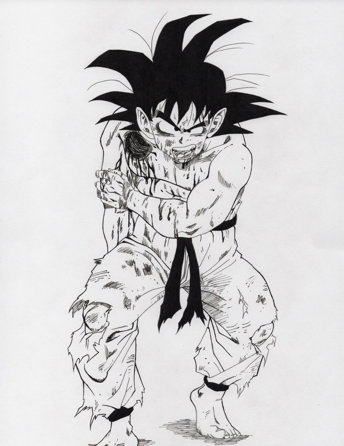 Battle damaged Goku by CrazyPrintz on Etsy