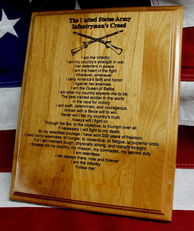 Personalized US ARMY Infantryman's Creed by ItsLaserEngraving