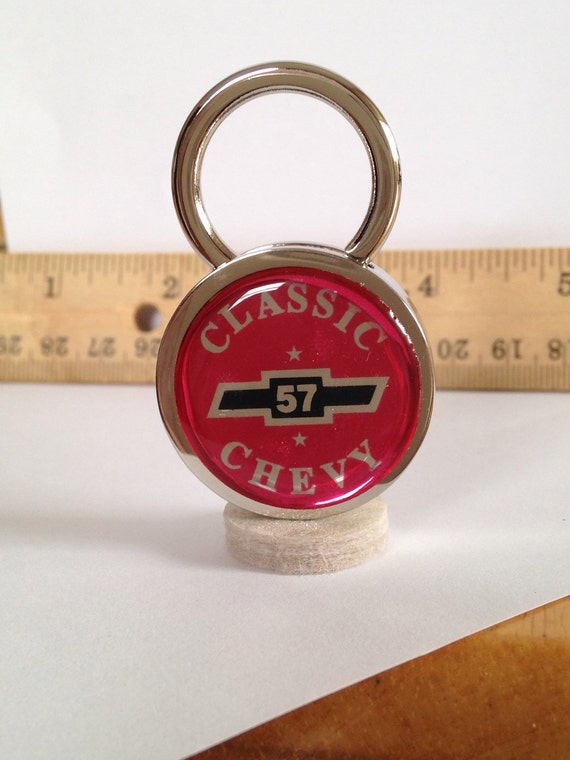 57 Chevy Classic keychain Solid Brass Chrome Plated Key Chain