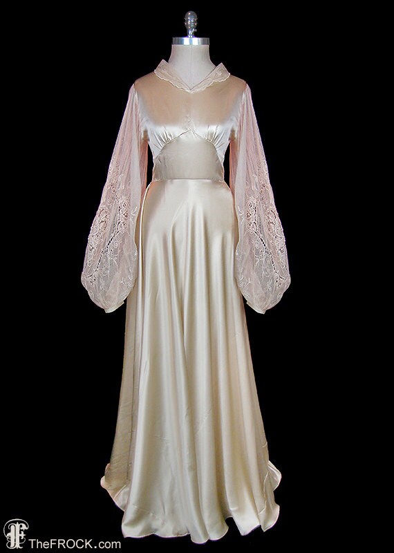 Wedding dress 1930s vintage post flapper era art-deco silk