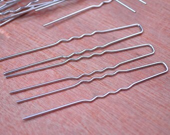 Silver U Hair Pin--50 PC silver Metal Hair Pins (nickel and lead free) 64mm,Metal Hair Pins for Bridal Hair Pieces and Fascinators.