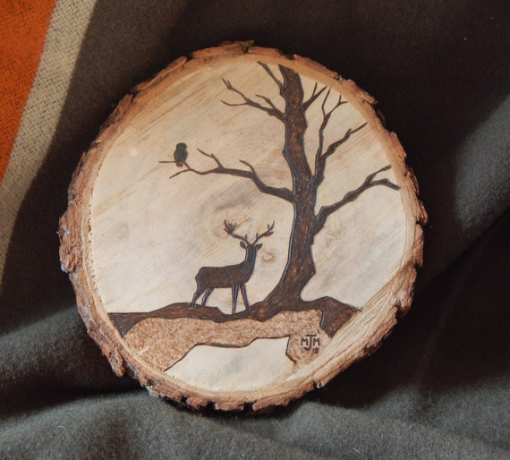 Pyrography Forest Silhouette By Maplesaplingstudio On Etsy