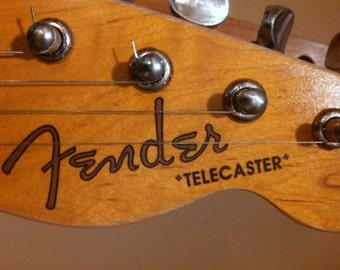 Self-adhesive or Waterslide Guitar Headstock Logo Decal Decals Fender Telecaster