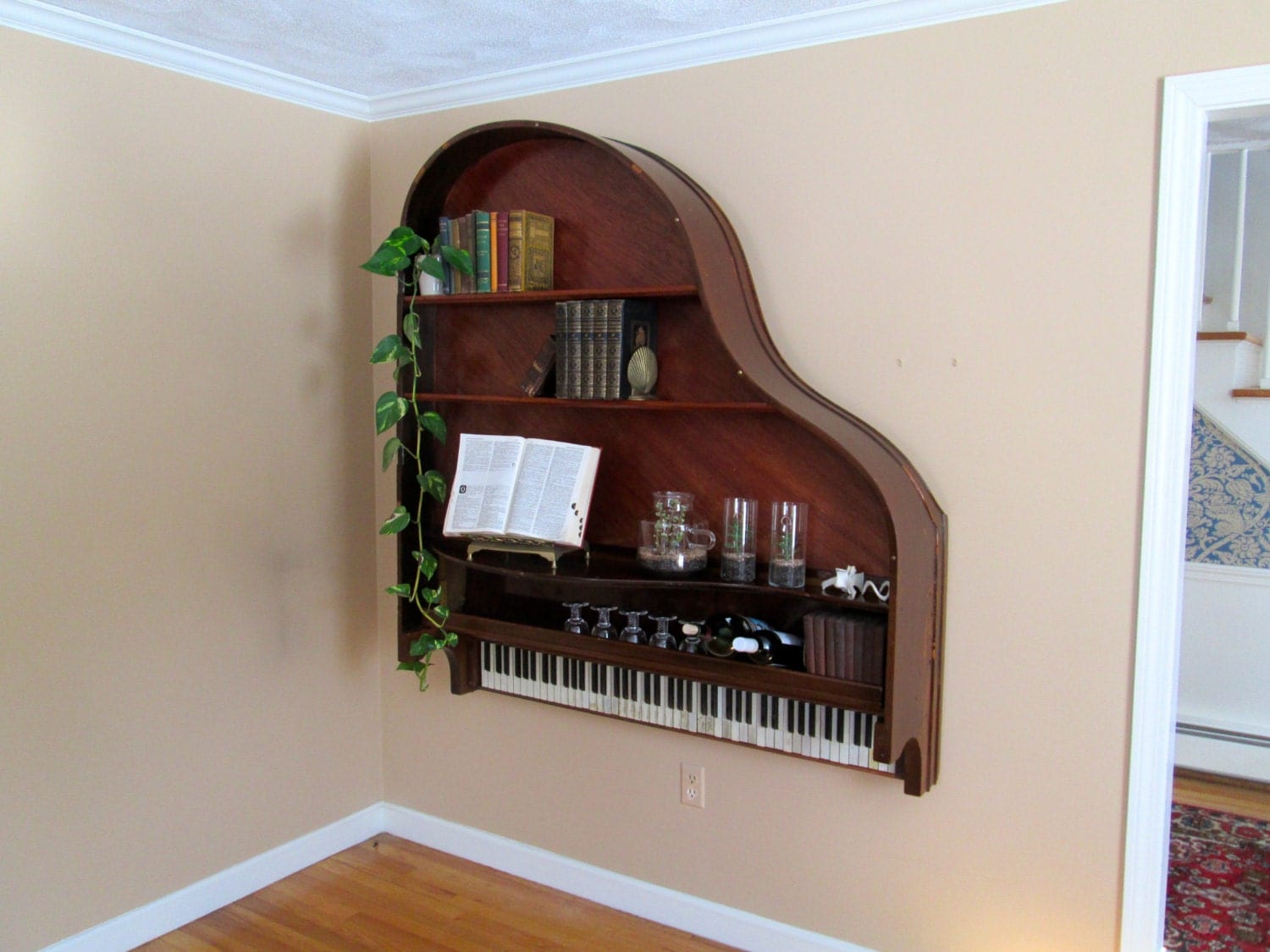 Baby Grand Piano Bookshelf by LELANDandWOOD on Etsy