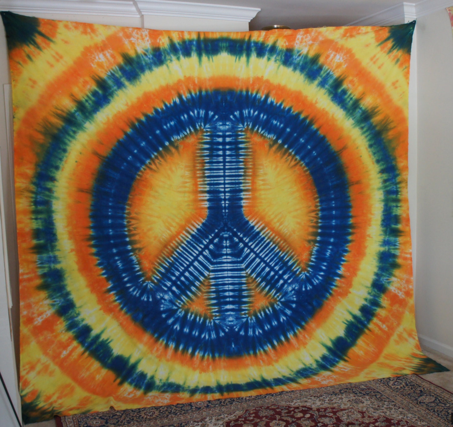 Large 114in. x 116in. Peace Sign Tie dyed by MushroomMountainWr