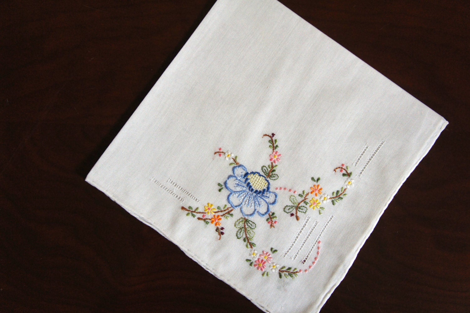 Flower Embroidery HandkerchiefCrossstitch hankiesLadies