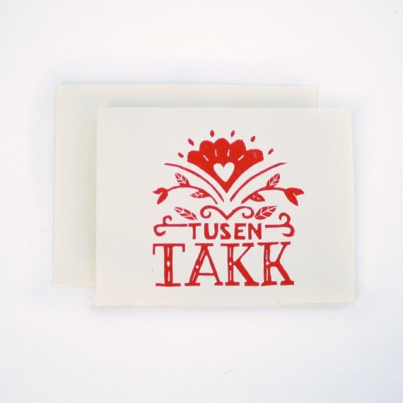 Nordic Tusen Takk Blank Thank You Cards Norwegian by VelmaKin