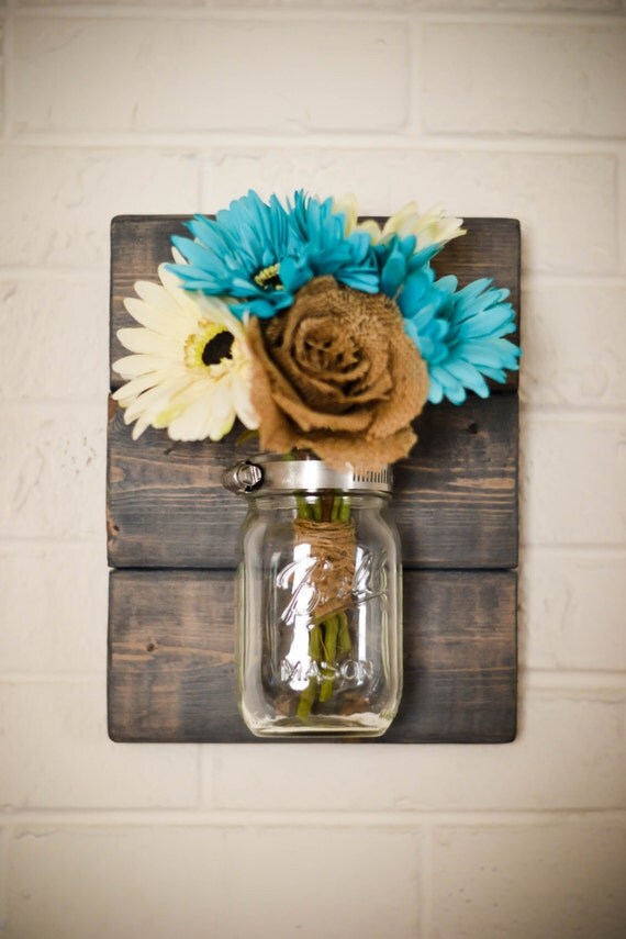 Rustic Mason Jar Wall Sconce Wall Vase Wedding Decor