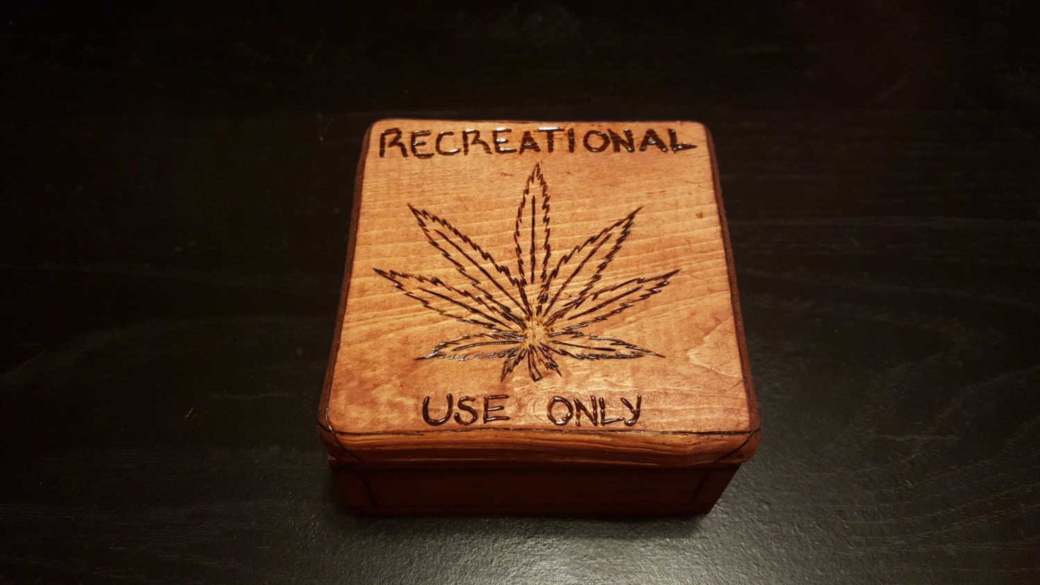 Wood burned pot box weed box marijuana box stash box