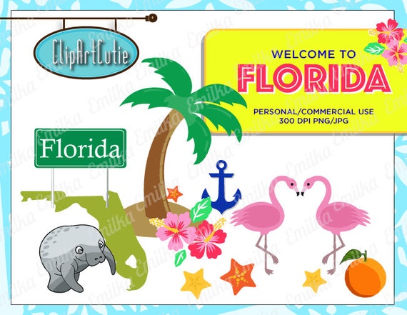 Items similar to Florida Vacation - Digital Clip Art Graphics for