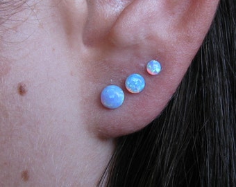 Opal earrings, silver opal earrings, silver earrings, opal studs, post stud earrings, blue opal earrings, everyday earrings, minimalist