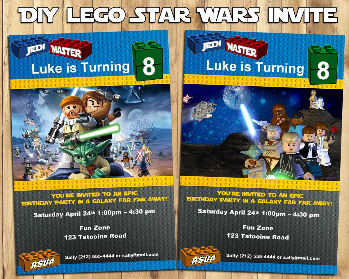 DIY Lego Star Wars Invitations Download by InstaBirthday on Etsy