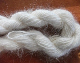 White angora ONE SKEIN Natural white 100% angora bunny rabbit fur knitting yarn