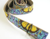 Yoga Mat Strap - Aqua Lavender and yellow floral