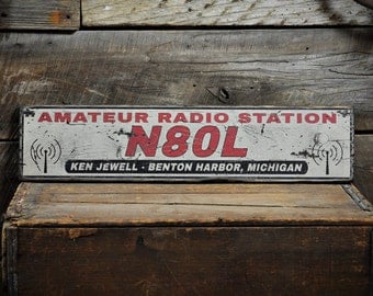 Custom Amateur Radio Station Call Sign - Rustic Hand Made Distressed Wooden ENS1000740