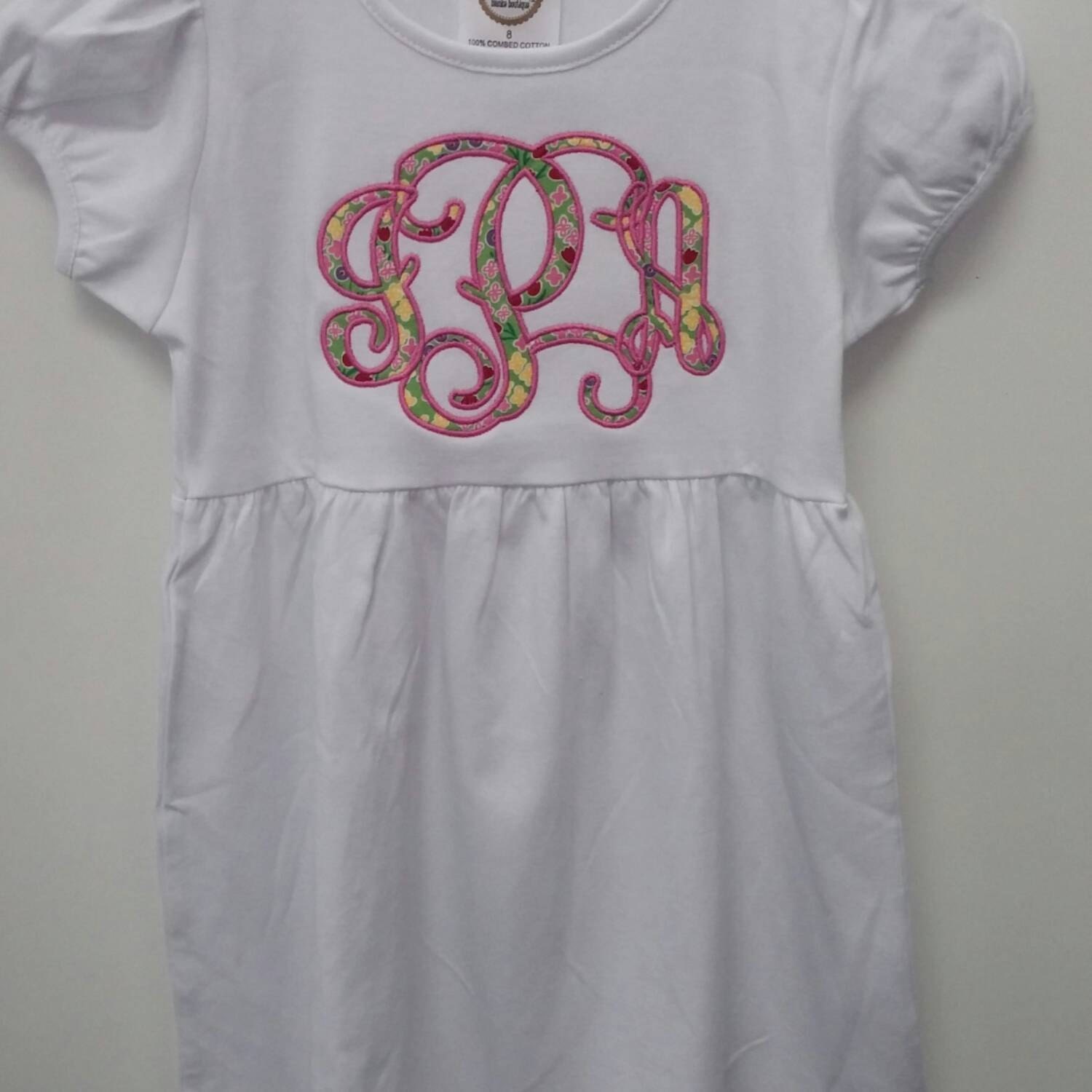 Boutique Monogrammed Appliqued Girls Knit Ruffle Dress