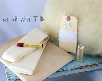 Waldorf Doll Kit with colorT116Waldorf Doll Kit - Rag Doll Kit - DIY Rag Doll Kit-Make Your Own Dol l - Doll Supplies- Rag Doll Supplies